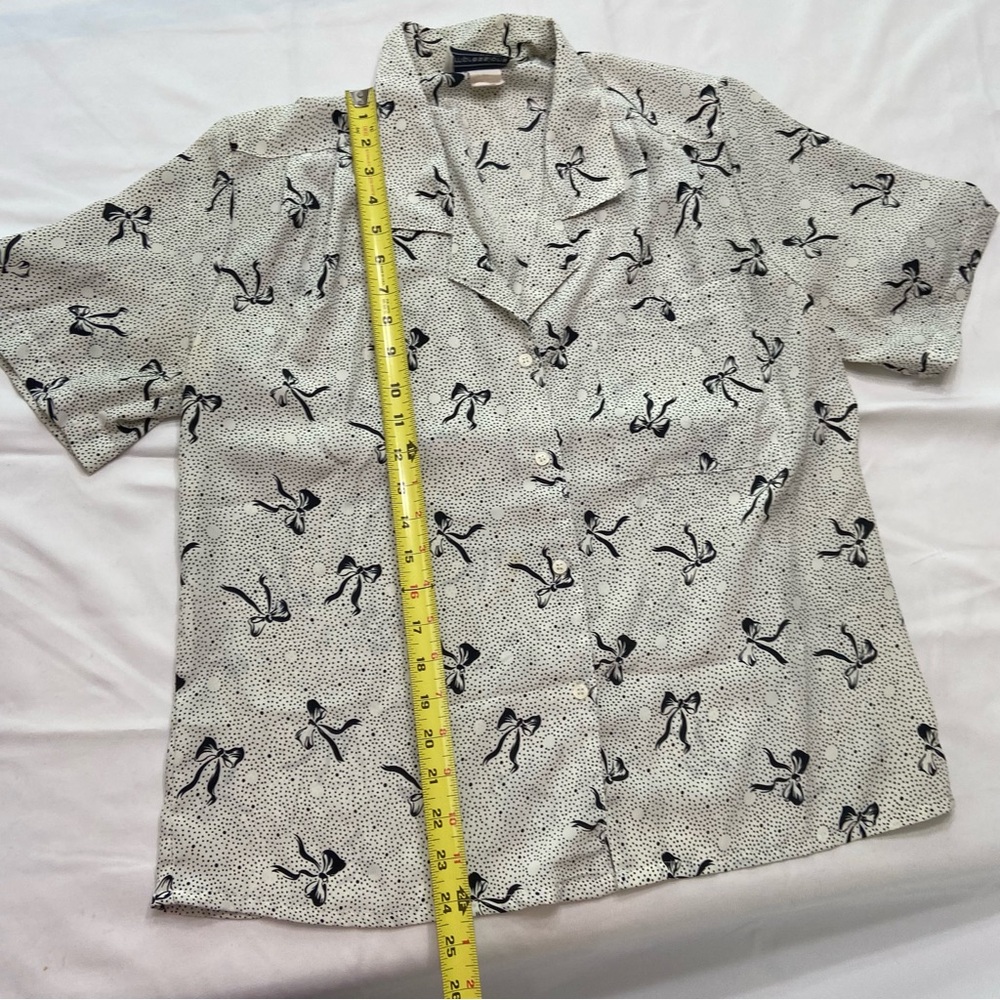 Impressions bow Black and White Casual Button Down Shirt - Picture 4 of 4